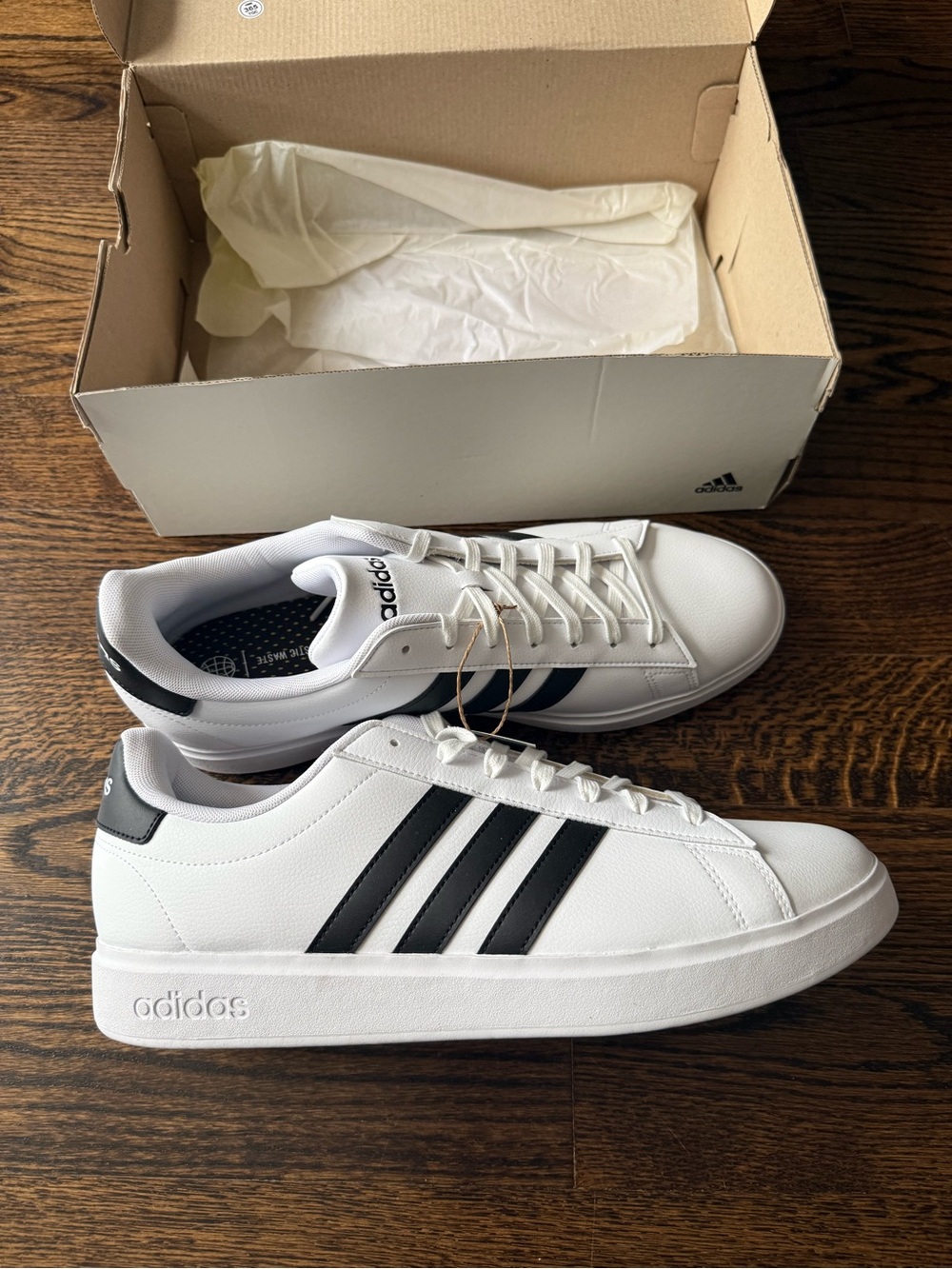 Brand new adidas White Sneakers with Black Three-Stripes Grand Court 2.0